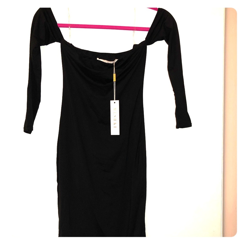 New w./tags Meshki off the shoulder black dress